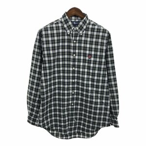 RALPH LAUREN ラルフローレン ボタンダウン 長袖シャツ ワンポイントロゴ チェック グリーン (メンズ L) 中古 古着 Q1579