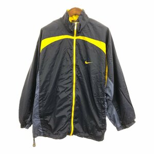 90年代 NIKE ナイキ ナイロンジャケット 大きいサイズ スポーツ ネイビー (メンズ XXL) 中古 古着 Q1831