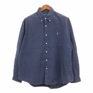 RALPH LAUREN ラルフローレン ボタンダウン 長袖シャツ ワンポイントロゴ ネイビー (メンズ XL) 中古 古着 Q1838