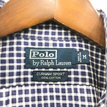 Polo by Ralph Lauren ポロ ラルフローレン CORHAM SPORT 長袖シャツ ワンポイントロゴ チェック ブルー (メンズ Ｍ) 中古 古着 Q1958_画像5