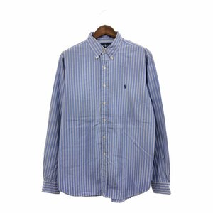 RALPH LAUREN ラルフローレン CLASSIC FIT ボタンダウンシャツ 大きいサイズ ワンポイントロゴ ストライプ (メンズ 17) 中古 古着 Q1890