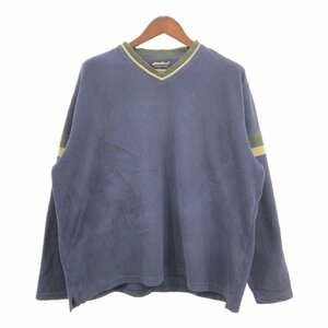 90年代 Eddie Bauer エディーバウアー フリース スウェット アウトドア ネイビー (メンズ XL) 中古 古着 Q1934