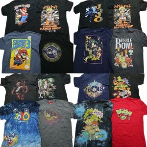 古着卸 まとめ売り キャラクター 半袖Tシャツ 16枚セット (メンズ Ｌ ) ディズニー 大判プリント 進撃の巨人 ジャンプ タイダイ MS0850