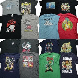 古着卸 まとめ売り キャラクター 半袖Tシャツ 16枚セット (メンズ 2XL /XL ) ミッキー ヒロアカ シンプソンズ スヌーピー MS0848