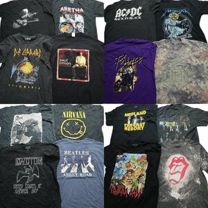 古着卸 まとめ売り 音楽・バンド 半袖Tシャツ 16枚セット (メンズ L /XL /2XL ) メタリカ ACDC ビートルズ MS0926