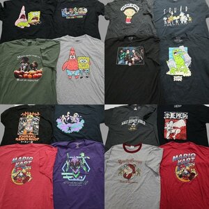 古着卸 まとめ売り キャラクター 半袖Tシャツ 16枚セット (メンズ 2XL /3XL /4XL ) エヴァンゲリオン ナルト マリオ スポンジボブ MS0847