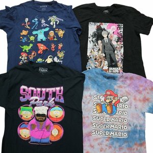 古着卸 まとめ売り キャラクター 半袖Tシャツ 16枚セット (メンズ Ｌ /XL ) カービィ ボーダー柄 ヴィラン連合 マリオ タイダイ MS0802