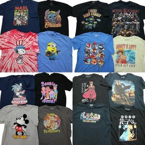 古着卸 まとめ売り キャラクター 半袖Tシャツ 16枚セット (メンズ XL /2XL ) ディズニー ミッキー ジャンプ ワンピース MS0800