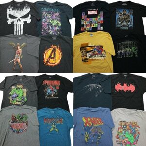 古着卸 まとめ売り マーベル DCコミック 半袖Tシャツ 16枚セット (メンズ XL ) スパイダーマン ハルク マーベル バッドマン MS0797