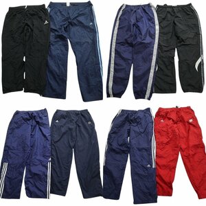 古着卸 まとめ売り アディダス ウインドブレーカー パンツ 8枚セット (メンズ XL ) ブランドロゴ ライン入り カラー系 MS0242 1円スタート