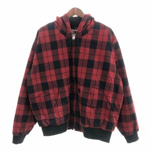 Carhartt カーハート チェック フルジップ アクティブ パーカー ワーク レッド (メンズ 2XL) 中古 古着 p5796