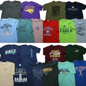 古着卸 まとめ売り カラーmix プリント 半袖Tシャツ 20枚セット (メンズ M /Ｌ ) イラスト 英字ロゴ ワンポイント カレッジ風 MS0543