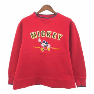 Disneyland ディズニーランド ミッキーマウス スウェット トレーナー キャラクター レッド (メンズ M) 中古 古着 Q2224