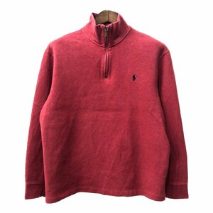 Polo by Ralph Lauren ポロ ラルフローレン ハーフジップ ドライバーズニット セーター レッド (メンズ L) 中古 古着 Q2219