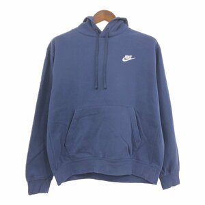 NIKE ナイキ スウェット パーカー スポーツ ワンポイントロゴ ネイビー (メンズ L相当) 中古 古着 Q2297