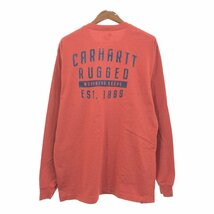 Carhartt カーハート ロゴ プリント ポケットＴシャツ ワーク オレンジ (メンズ L) 中古 古着 Q2289_画像2