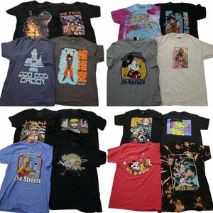 古着卸 まとめ売り キャラクター 半袖Tシャツ 16枚セット (メンズ M ) ディズニー ワンピース ヒロアカ ナルト MS1201