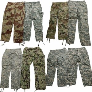 古着卸 まとめ売り 米軍実物 ミリタリー カモ柄MIXパンツ 8枚セット (メンズ L ) 05年製 マルチカム チョコチップ MS1289