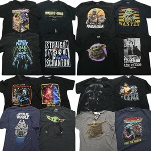 古着卸 まとめ売り 映画・ドラマ 半袖Tシャツ 16枚セット (メンズ L /XL ) スターウォーズ ウォーキングデッド ブラックパンサー MS1251