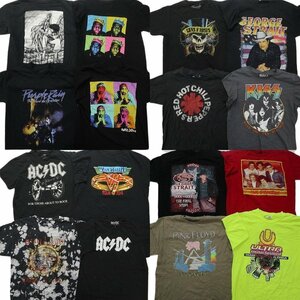 古着卸 まとめ売り 音楽・バンド 半袖Tシャツ 16枚セット (メンズ L ) ピンクフロイド ACDC KISS 2PAC MS1381