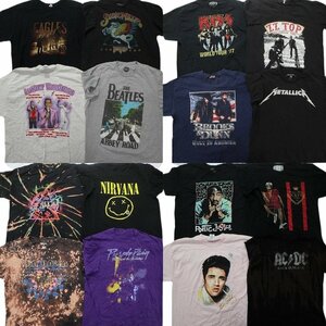 古着卸 まとめ売り 音楽・バンド 半袖Tシャツ 16枚セット (メンズ XL ) ブルーノマーズ ACDC 2PAC ニルヴァーナ MS1382