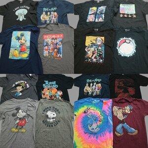 古着卸 まとめ売り キャラクター 半袖Tシャツ 16枚セット (メンズ L /XL ) スヌーピー ポパイ ディズニー ポケモン MS1353