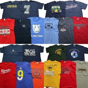 古着卸 まとめ売り カラーmix プリント 半袖Tシャツ 20枚セット (メンズ L ) フットボール 英字ロゴ 丸首 カジュアル MR9153 1円スタート