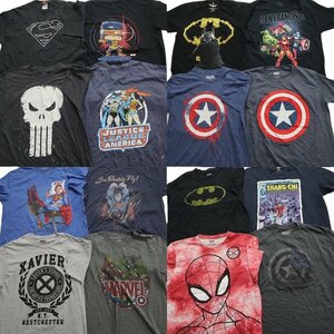 古着卸 まとめ売り マーベル DCコミック 半袖Tシャツ 16枚セット (メンズ M /L ) スパイダーマン スーパーマン TS9 MR8453 1円スタート