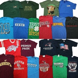 古着卸 まとめ売り カラーmix プリント 半袖Tシャツ 20枚セット (メンズ S /M ) 英字ロゴプリント スポーツT TS30 MR8205 1円スタートの画像1