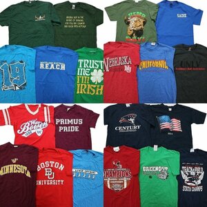 古着卸 まとめ売り カラーmix プリント 半袖Tシャツ 20枚セット (メンズ S /M ) 英字ロゴプリント スポーツT TS30 MR8205 1円スタート