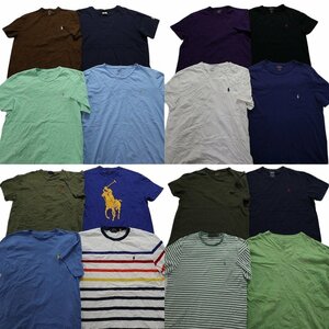 古着卸 まとめ ラルフローレン 半袖Tシャツ 16枚セット (メンズ L /Ｍ ) ワンポイント ブランドロゴ カラー 胸ポケット ボーダー MS1791