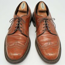 SALE/// ALENE'S 外羽根式 ロングウィングチップ 本革 革靴 型押し グレインレザー ブラウン ( メンズ 9 ≒ 27cm ) KA0257_画像1