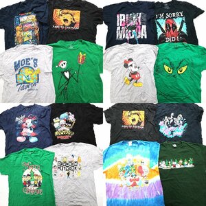 ◎キャラクター系半袖Tシャツ set ナルト ディズニー 他 (メンズXL) 16枚セット まとめ売り 古着卸 1円スタート ST10 MP9693