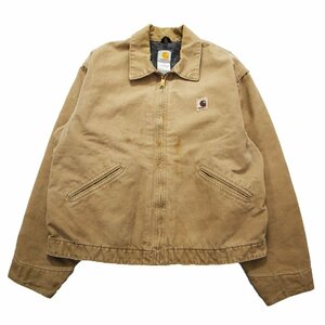 90年代 USA製 Carhartt カーハート デトロイト ジャケット ワーク ベージュ (メンズ XL) 中古 古着 P2181