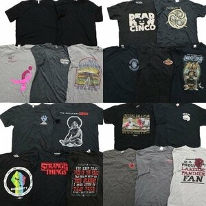 古着卸 まとめ売り 黒・グレー ボディ プリント 半袖Tシャツ 20枚セット (メンズ M /L ) ストレンジャーシングス MS0025 1円スタート