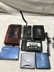 【CV0075)Toshiba KT-RS1,Sanyo MR-s7,Aiwa HS-j85,SONY WALKMAN WM-RX707…….7台まとめてジャンク