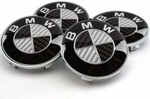 BMW センターキャップ 56mm カーボン ブラック ホワイト 4個セット 新品未使用 送料無料_画像1