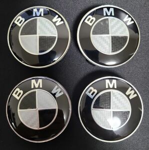 BMW センターキャップ 68mm カーボン ブラック ホワイト 4個セット 新品未使用 送料無料