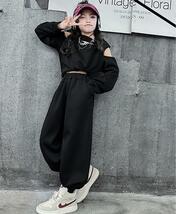 150cm 韓国風 子供服 上下２点セット 黒 キッズ 韓流スタイル かっこいい_画像6