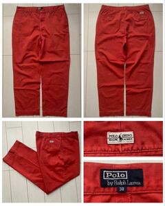 送料無料 美品 90s vintage POLO ラルフローレン CHINO PANTS ポロチノ チノパン チノ ツイル パンツ サーモン ピンク W38 L30 RRL country