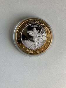 銀貨　純銀製　10ドル　トークン　メダル　アメリカ　ラスベガス　アラジン　コインカプセル保管品