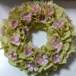 布リース　ファブリックリース　桜　春　ハンドメイド