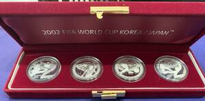【6916】2002年　FIFA日韓ワールドカップ記念銀貨4枚セット　10000ウォン　記念硬貨　コイン　プルーフ　日韓 ワールドカップサッカー