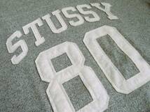 STUSSY ステューシー フットボール 七分袖 シャツ 霜降りグレー ヘビーウエイト コットン 綿 サイズL 送料無料 _画像5