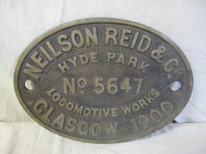 1967年 鉄道友の会 東京支部 鉄道プレート SL 蒸気機関車 NEILSON REID&CO NO5647 LOCOMOTIVE WORKS GLASGOW1900 鉄道グッズ