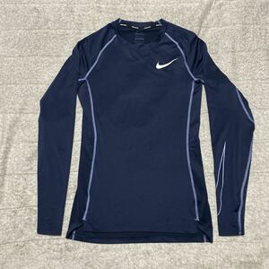 3C【着少】NIKE PRO ナイキ プロ 長袖Tシャツ インナー アンダーシャツ 紺 ネイビー M ドライフィット 格安 レア