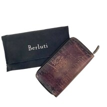 ベルルッティ(Berluti) カリグラフィ イタウバ スクリットスワイプ レザー ロングウォレット ラウンドファスナー 長財布 【中古】KB-8076_画像10