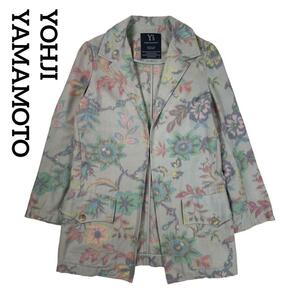 YOHJI YAMAMOTO フラワーロングテーラードジャケット　ヨウジヤマモト　花柄　スプリングコート　ユニセックス