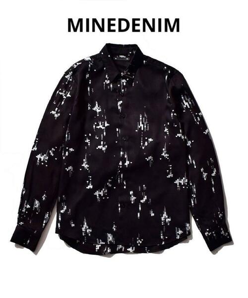 MINEDENIM SpanglePrint C.Denim RegularSH　マインデニム　ロングスリーブ総柄シャツ　長袖　未使用タグ付き