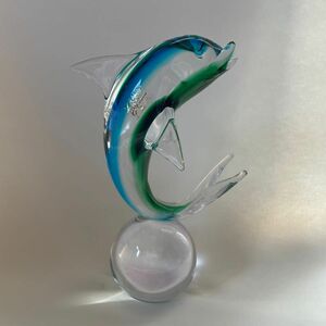 イルカ　ガラス　インテリア　イタリア　ムラノ インテリア オブジェ 置物　カケあり